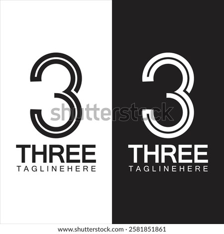 Number 3 logo vector icon design template elements