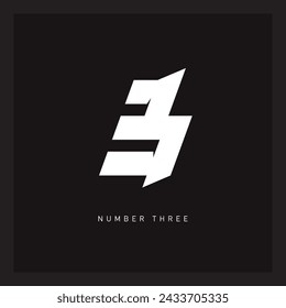 Number 3 - logotype. A combination of the number three and an energy discharge.