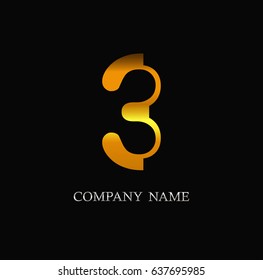 Number 3 logo.Vector logo template.