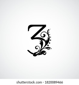 Number 3 Luxury flower ornament Black logo
