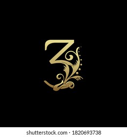 Number 3 Luxury flower ornament Gold logo