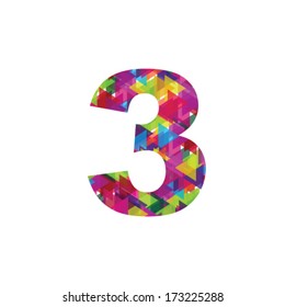 Number 3  made from colorful triangle