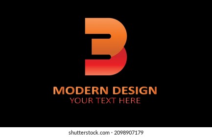 Number 3 modern shape abstract monogram vector logo template