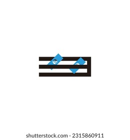 Number 3 money, rectangles geometric symbol simple logo vector