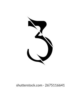 Símbolo de diseño de concepto de monograma número 3