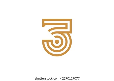 Number 3 Monoline Logo Vector