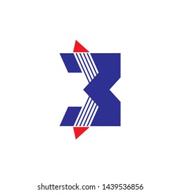 number 3 motion arrow geometric logo vector