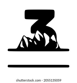 Number 3 and mountain personalized monogram. Vector logo, emblems or initial design.