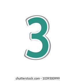 Number 3 on white background. Vector illustration