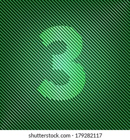 Number 3 - Optical illusion green techno alphabet