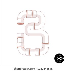 Number 3 pipeline cartoon vector.