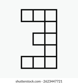 number 3 pixel art icon vector illustration.
