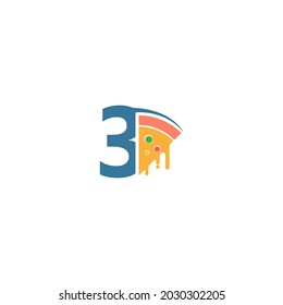 Number 3 with pizza icon logo vector template