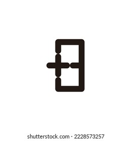 Number 3 plus, square curve geometric symbol simple logo vector