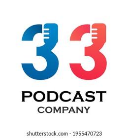 Number 3 with podcast logo template illustration