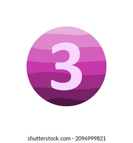 number 3 with purple circle gradient vector design template in white background.