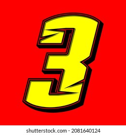 Vector de icono de raza número 3. Número de carreras simple. Diseño plano, editable. Vector Illustration EPS 10