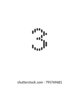 Number 3 rain line style icon logo