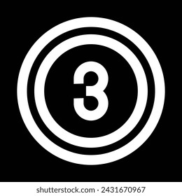 Number 3 round shape badge icon icon design