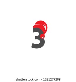 Number 3 Santa hat concept design illustration