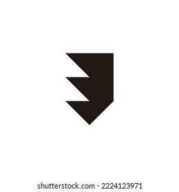 Number 3 shield, square geometric symbol simple logo vector