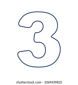 Number 3 sign design template element. Vector. Flat style black icon on white.