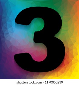 Number 3 sign design template element. Vector. Flat style black icon on white.