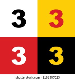 Number 3 sign design template element. Vector. Icons of german flag on corresponding colors as background.