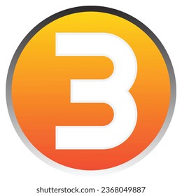 Number 3 sign design template element. Vector. Orange gradient icon on white paper at white background.