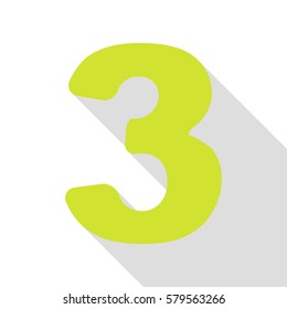 Number 3 sign design template element. Pear icon with flat style shadow path.