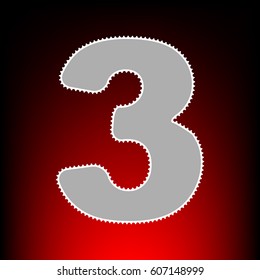 Number 3 sign design template element. Postage stam or old photo style on red-black gradient background.