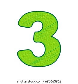 Number 3 sign design template element. Vector. Lemon scribble icon on white background. Isolated