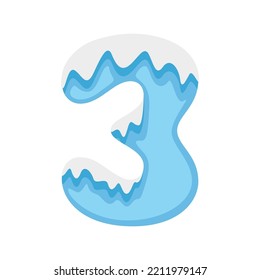 Number 3 Snow, vector illustration