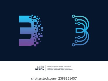 Number 3 tech logo design inspiration.
