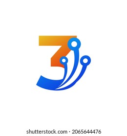 Number 3 Technology Logo Design Template Element