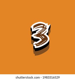 number 3 text effect design vector, Can be used for Logo.