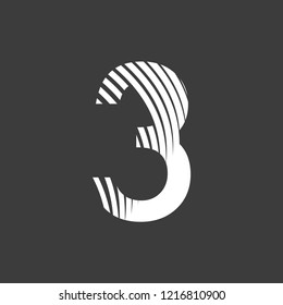 number 3 three font art deco 20s on gray background editable vectorr