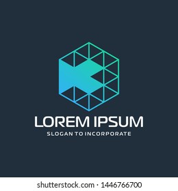 Number 3 three and hexagon logo design, with colorful triangle , technology digital concept - Vector