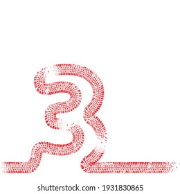 Number 3 .three . third place. Vector Print Textured Tire Track . Design Element .Bike thread silhouette