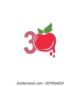Número 3 con icono de tomate plantilla de diseño ilustración vectorial