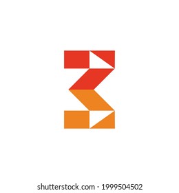 number 3 triangle geometric mosaic logo vector