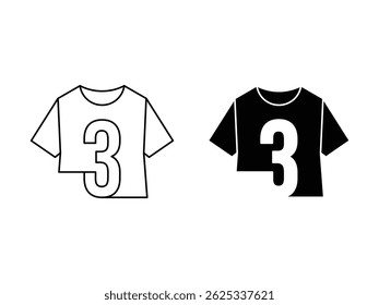 number 3 tshirt apparel symbol icon design vector isolated transparent background