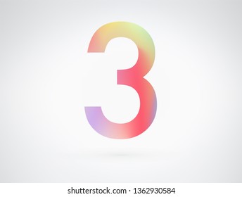 Number 3 vector design font alphabet with Modern dynamic playful flat design and brilliant smooth gradient color. Unique elements for your best design ; logo, font, corporate identity, application 