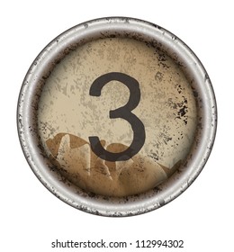 Number 3 Vector Grunge Typewriter Key