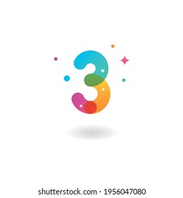 Number 3  Vector icon design template and gradient color