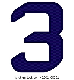 Number 3 Vector Illustration. Blue Number Three With Abstract Pattern Isolated On A White Background
