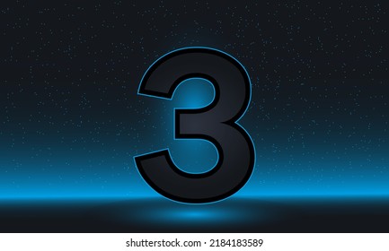 Number 3 vector. Luxury blue number 3 with luxurious modern background. vector design for celebration, invitation card and greeting card