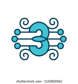 Number 3 vector sign