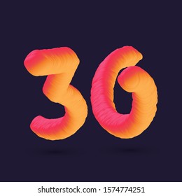Number 30 3D multi colour gradient digit icon vector template.