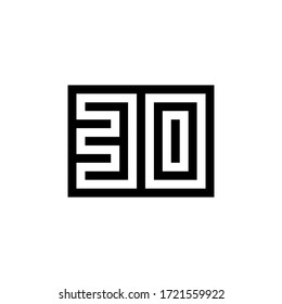 Number 30 icon design with black and white background. Vector illustration.